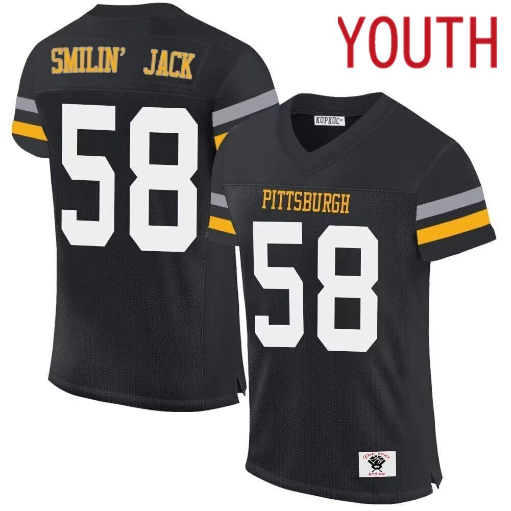 Youth Pittsburgh Steelers #58 Smilin Jack black 2024 Nike Limited NFL throwback Jersey